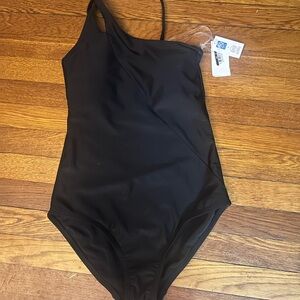 NWT Lands end Black One-Shoulder Swimsuit
